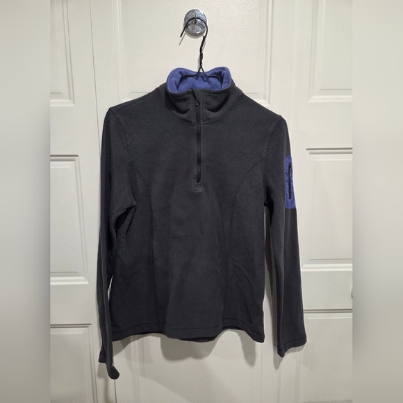 Danskin Women’s Gray Quarter Zip Fleece Pullover Sleeve Zip Pocket - Picture 3 of 6